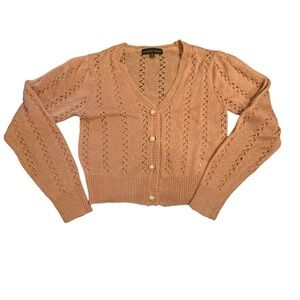 Women's Pink Knit Cardigan Sweater